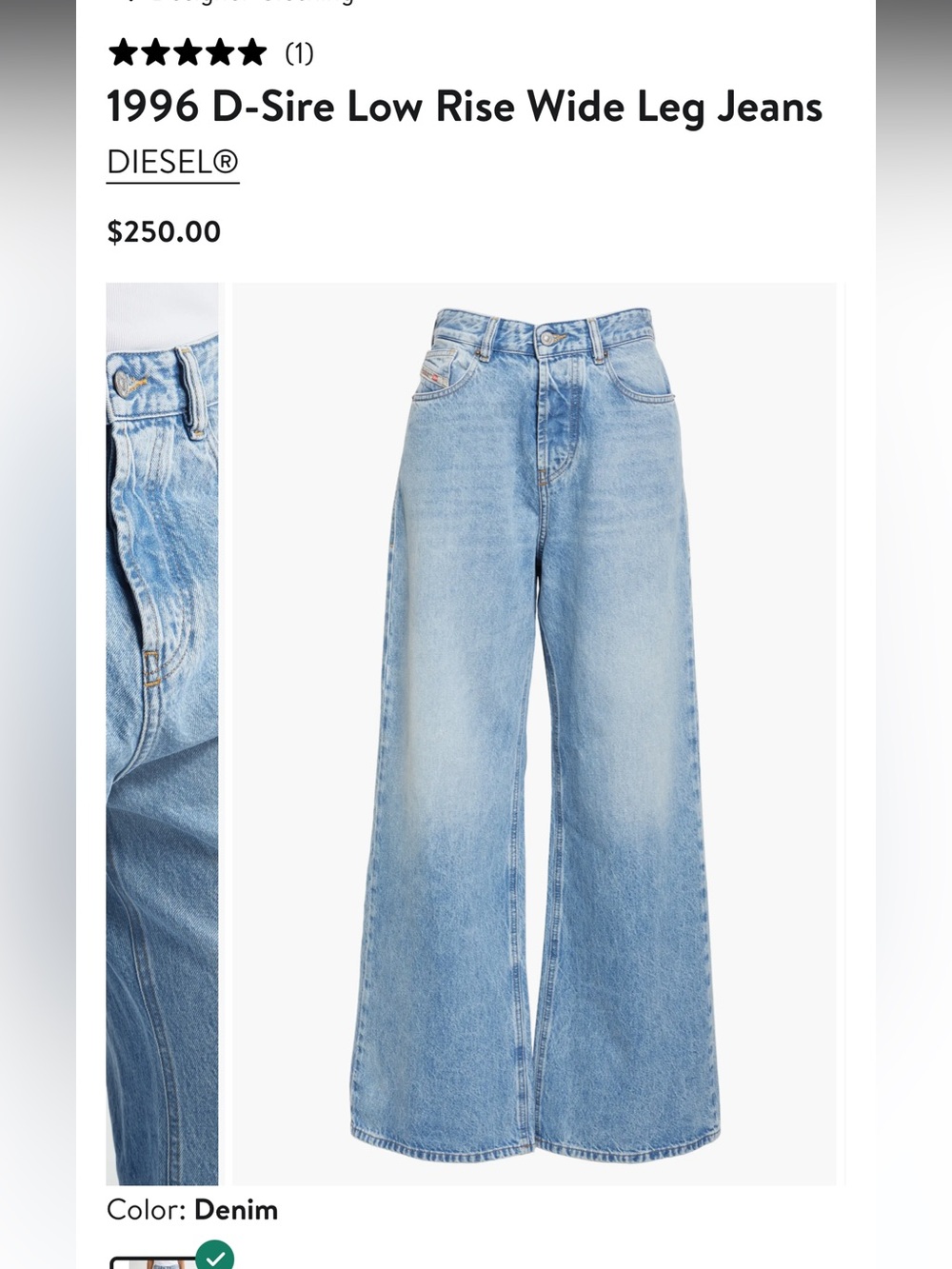 Diesel Light Wash Wide-Leg High-Rise Jeans